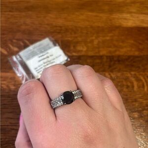 Elegant Black and Silver Ring